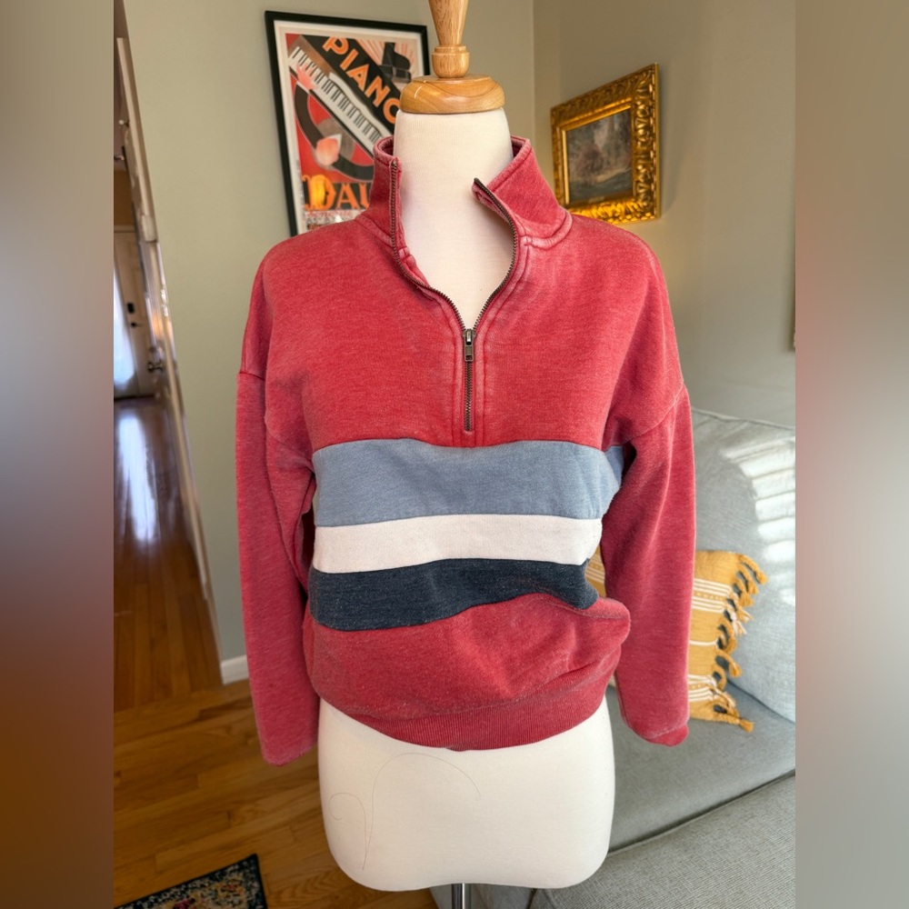 Pink Rose Red and Gray Zip-Up Men's Sweater